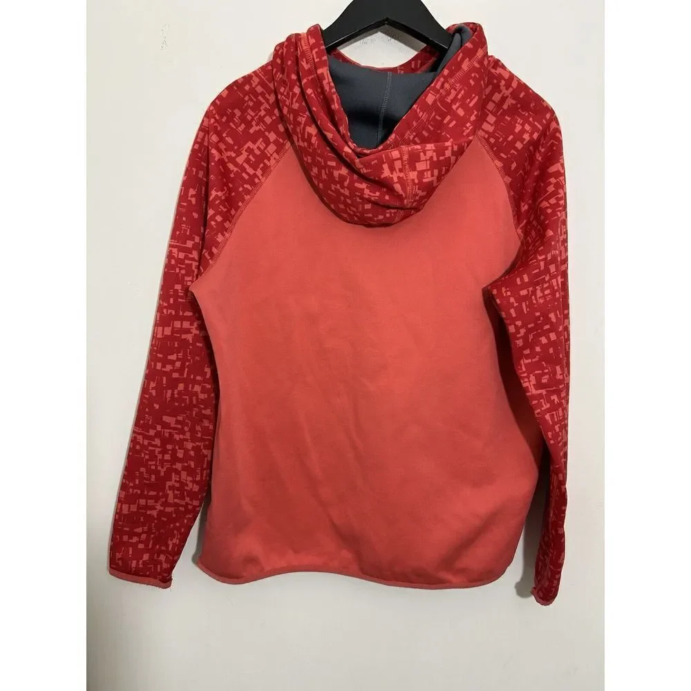 Nike Dri-Fit Hoodie Sweatshirt Women's Thumb Hole Cuffs Graphic Print Red Large